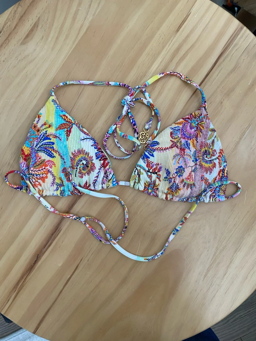 Luli Fama Multicolor Floral Ruffle Triangle Bikini